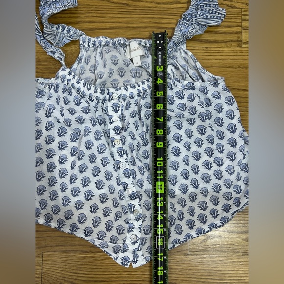 Cleobella Ruffled‎ Cami Blue Patterned Button Tank - Picture 4 of 8